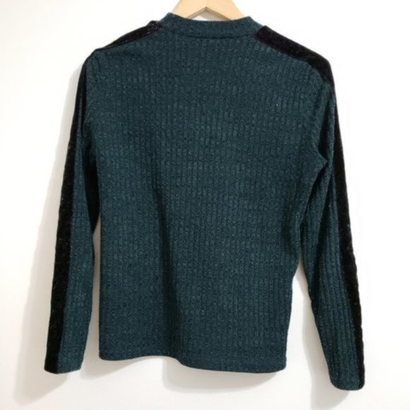 ASOS JDY Ribbed Sweater Velvet Sleeve Sweater - Picture 2 of 8